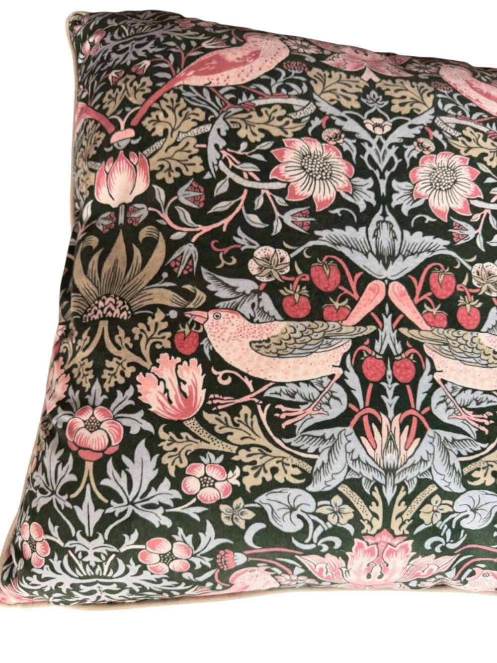 William Morris Strawberry Thief Decorative Throw Pillow 18x18 Inches With Floral - Picture 2 of 7
